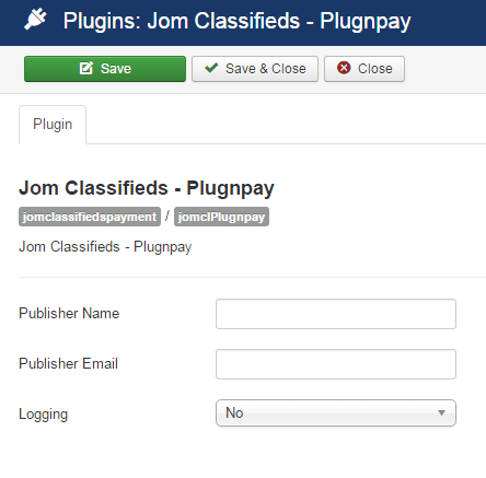 Plugnpay plugin settings