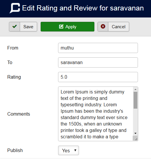 Edit User Ratings